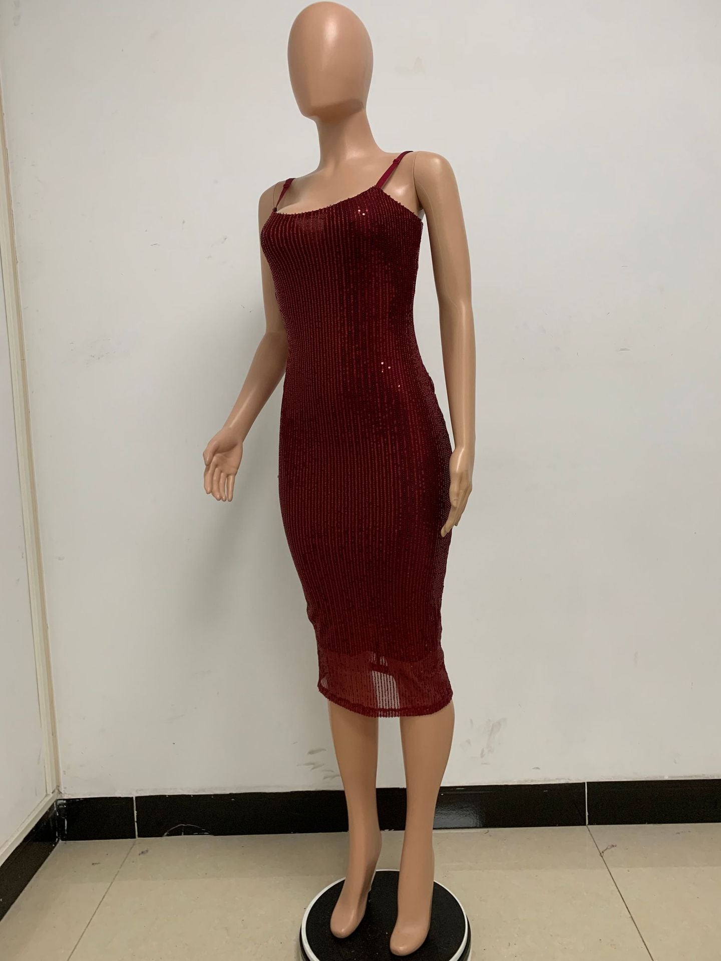 Summer Women's Sleeveless Low Back Straps Sequin Party Dress 76