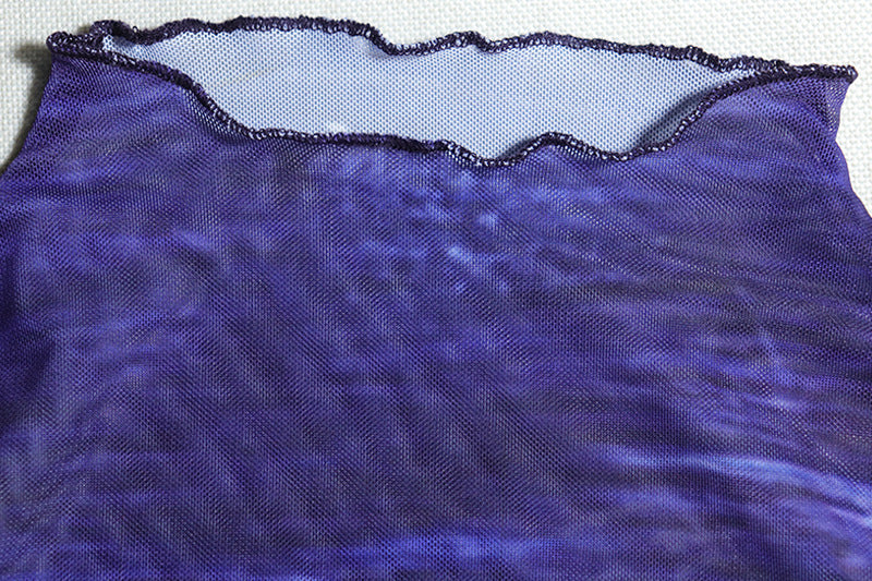 Women's Fashion Print Long Sleeve Top See-Through Bell Bottom Mesh Pants Fashion Two Piece Set 15