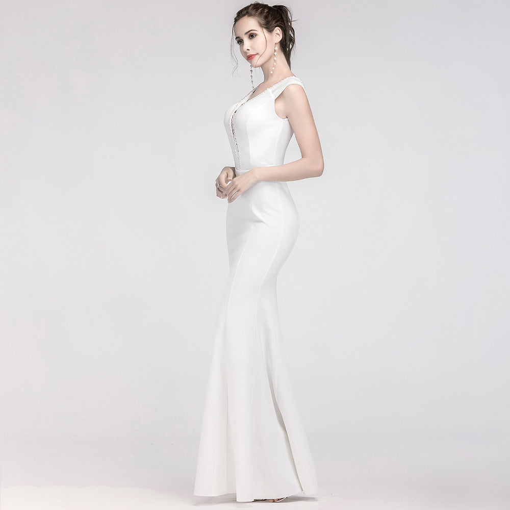 Women Elegant V Neck Slim Formal Party Maxi Mermaid Evening Dress 29