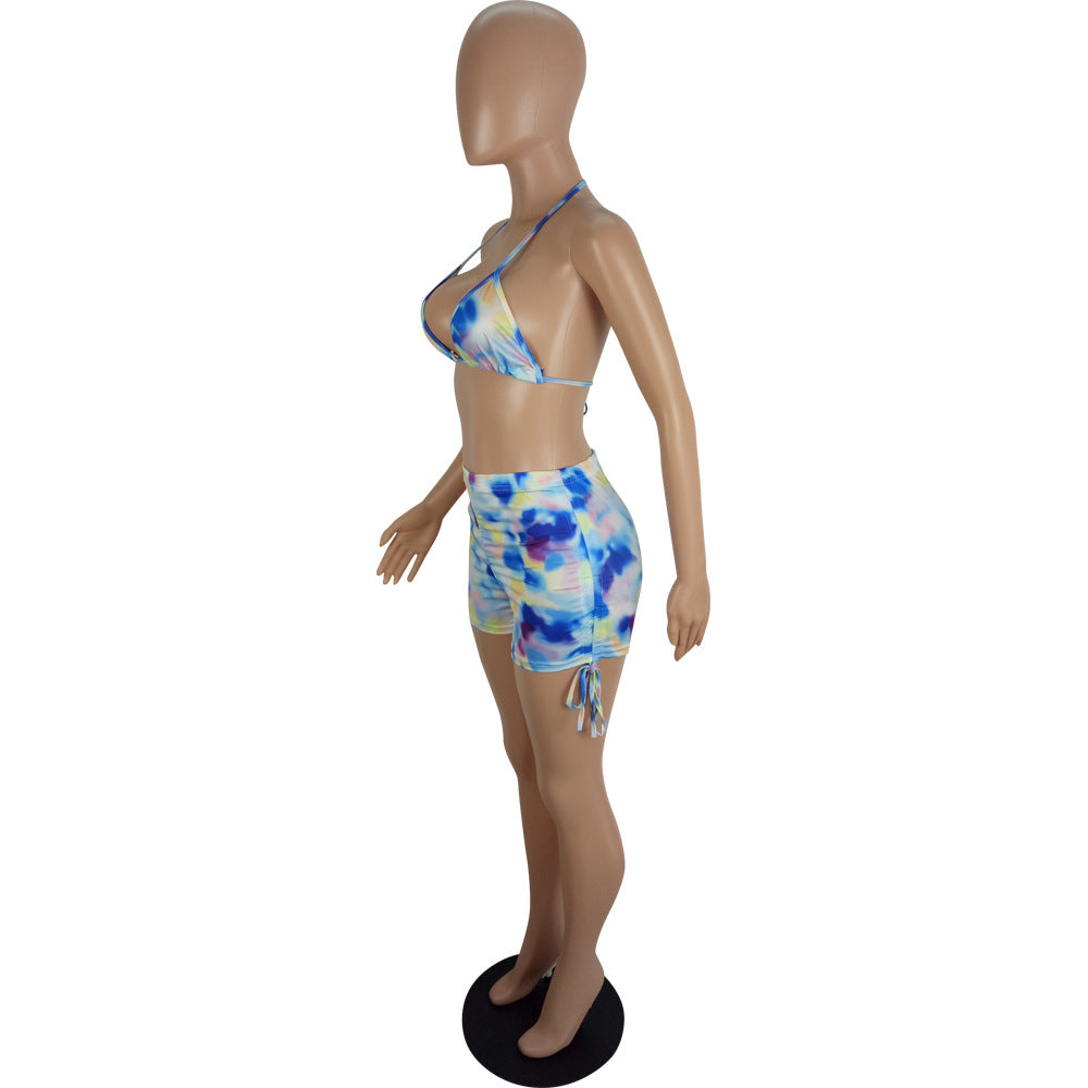 Spring And Summer Women's Sexy Multi-Color Printed Two-Piece Shorts Set 29