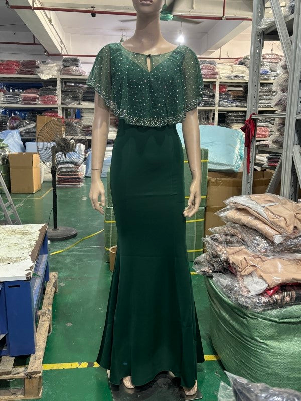 Bride Cape Solid Sleeveless V-Neck Long Mermaid Wedding Evening Dress Two Piece Set 16