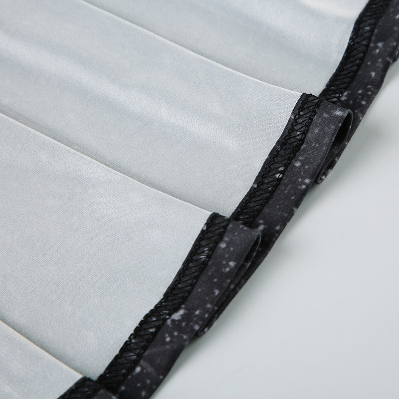 Sexy Women's Tie-Dye Print Short-Sleeved Lace-Up Crop Top Pleated A-Line Skirt Casual Two-Piece Set 23