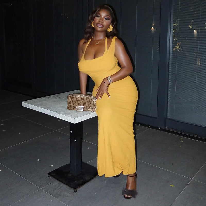 Women Summer Sexy Sleeveless Halter Neck Bodycon Dress 4