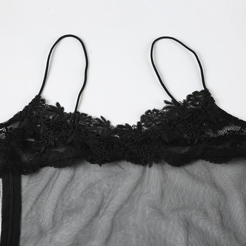 Women's See-Through Mesh Lace Strap Nightdress 23