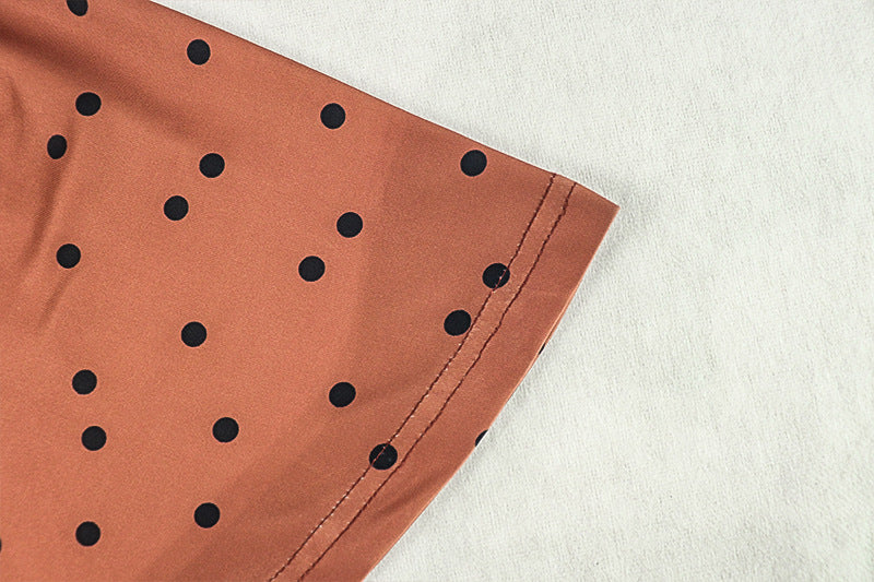 Print Polka Dot Women's Slim Waist Sexy A-Line Pleated Deep V-Neck Sleeveless Short Dress 15