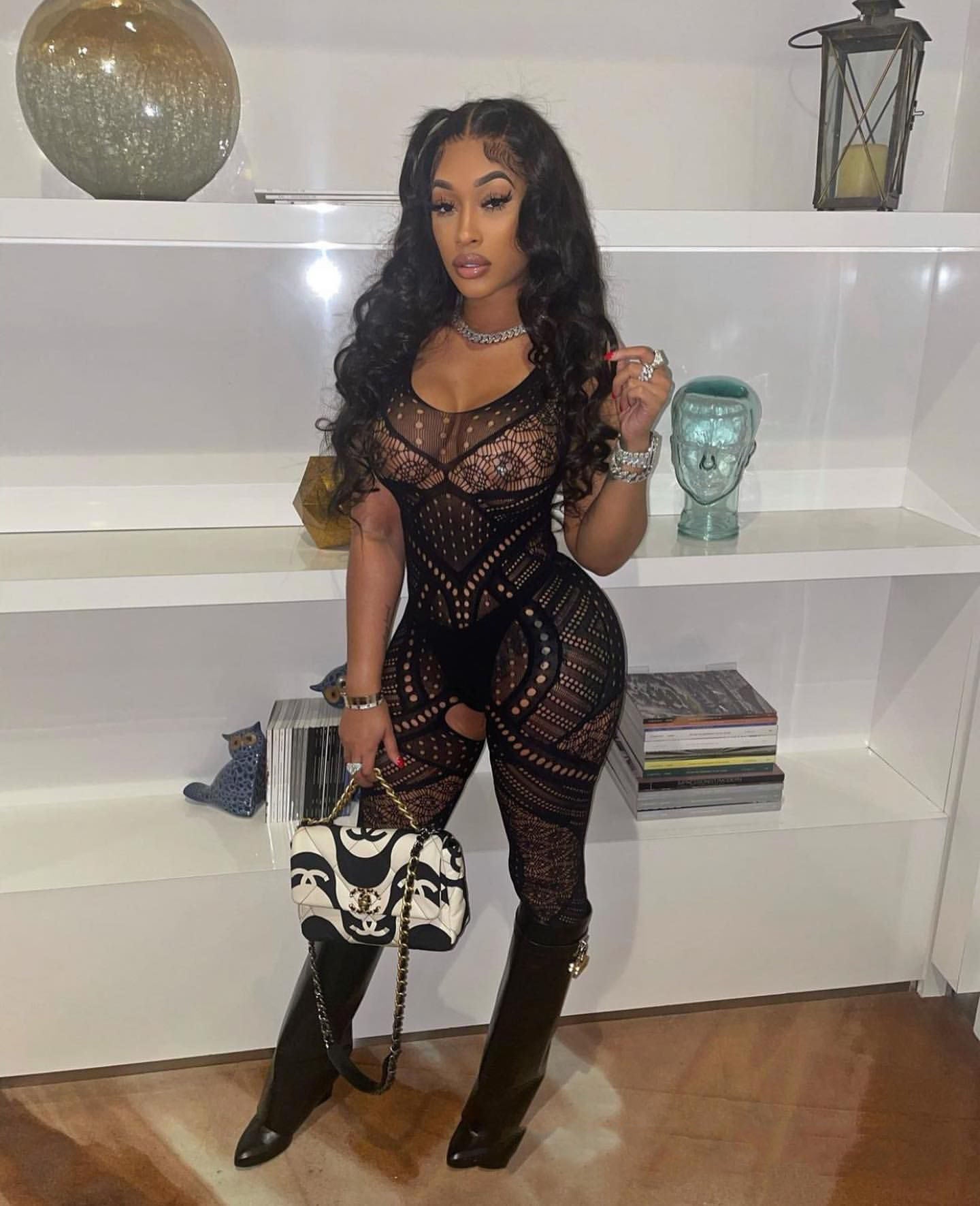 Women Hollow Sexy Halter Neck Mesh Backless Jumpsuit Sexy Lingerie 5