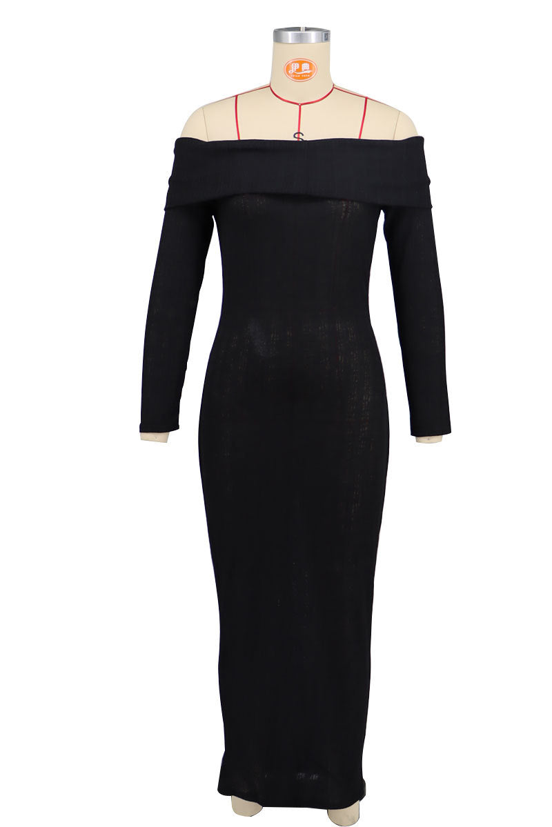 Women Solid Off Shoulder Maxi Dress 14