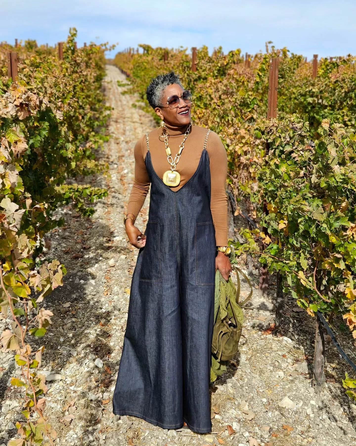 Metal Straps Wide Leg Loose Jumpsuit With Pockets 3