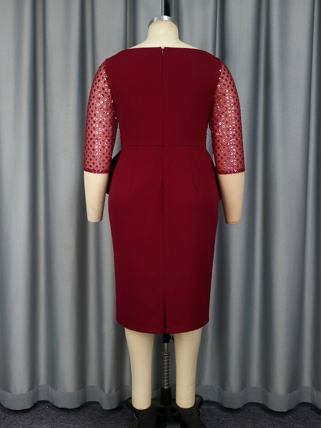 Summer U-Neck Sequin Formal Ruffle Plus Size Bodycon Party Dress 9