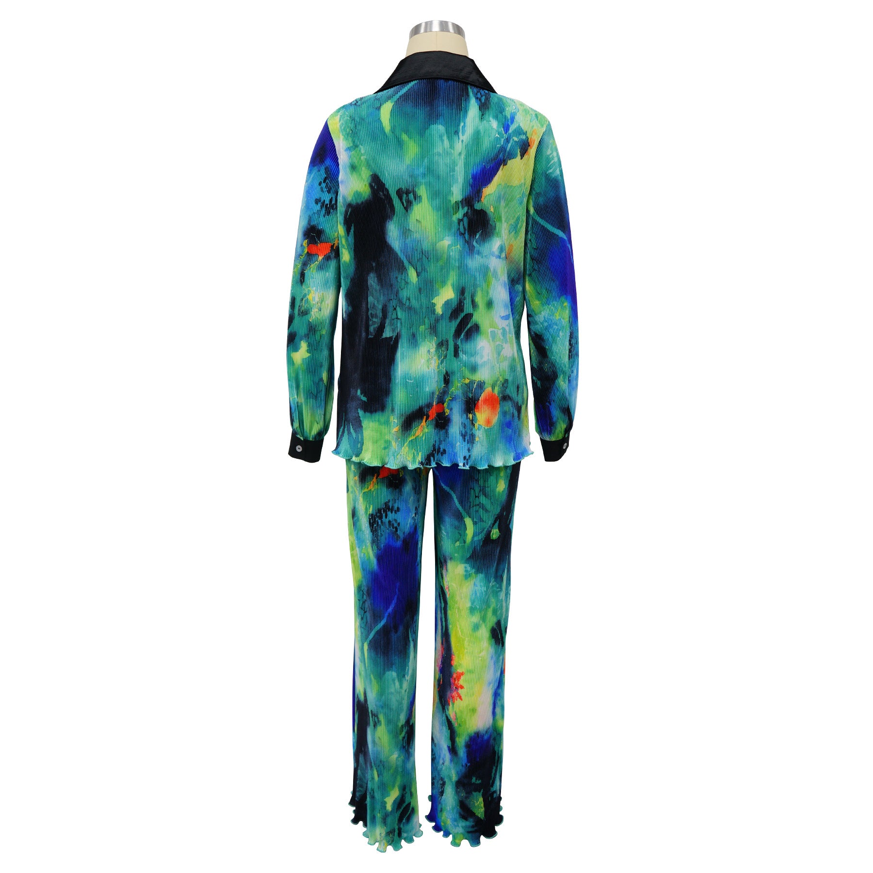 Women Fall Printed Long Sleeve Top and Wide Leg Pants Two-piece Set 7