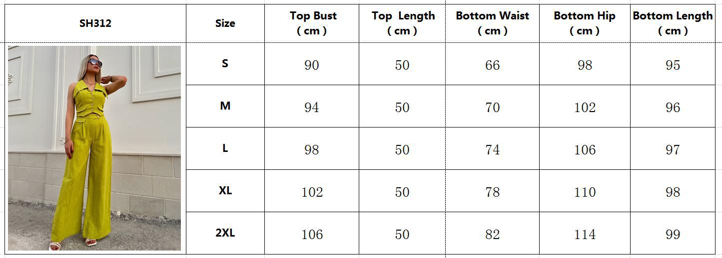 Women's Two Piece Set Summer Sleeveless Short Vest Top Loose Solid Color Trousers 10