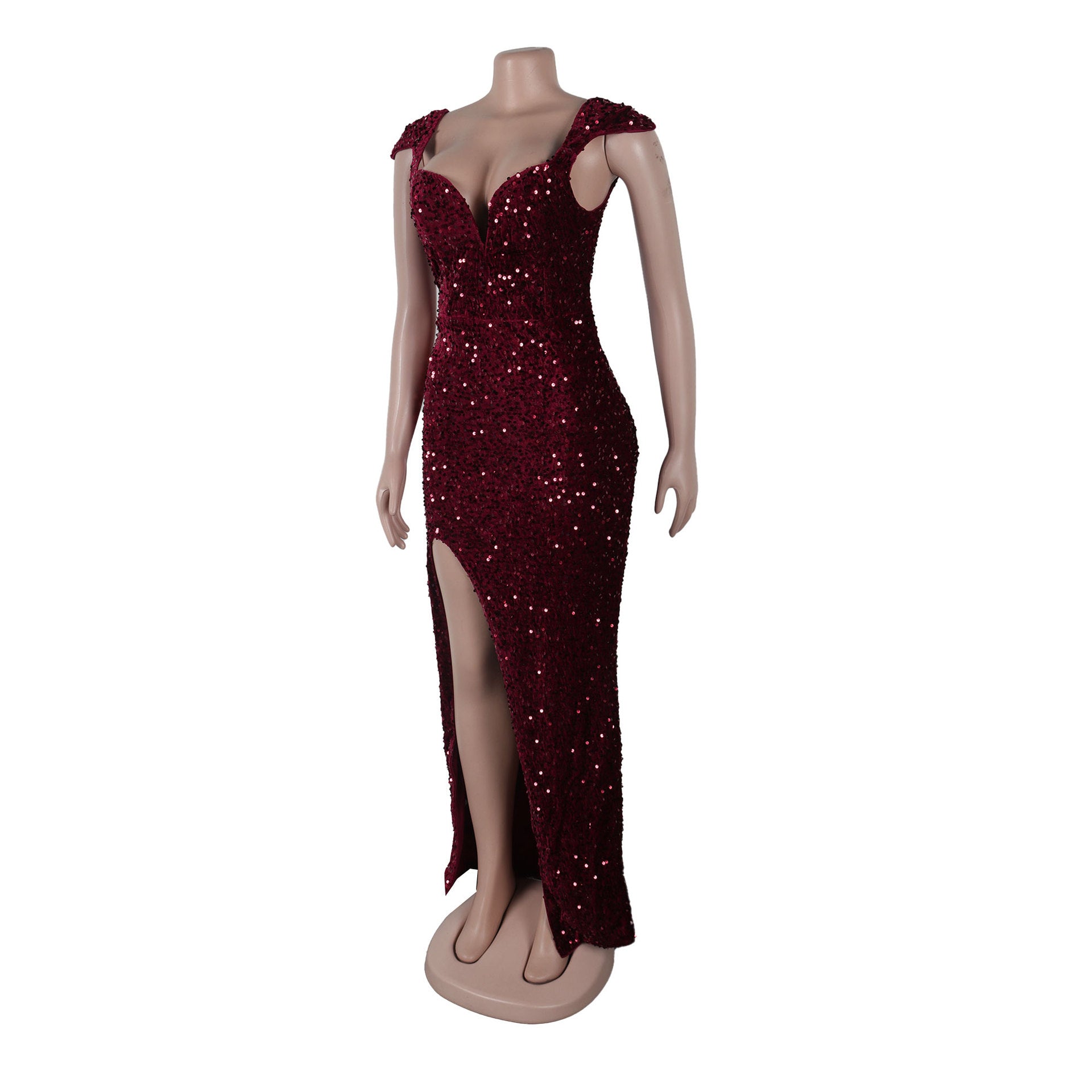 V-neck sequin slit sequin bodycon dress 12