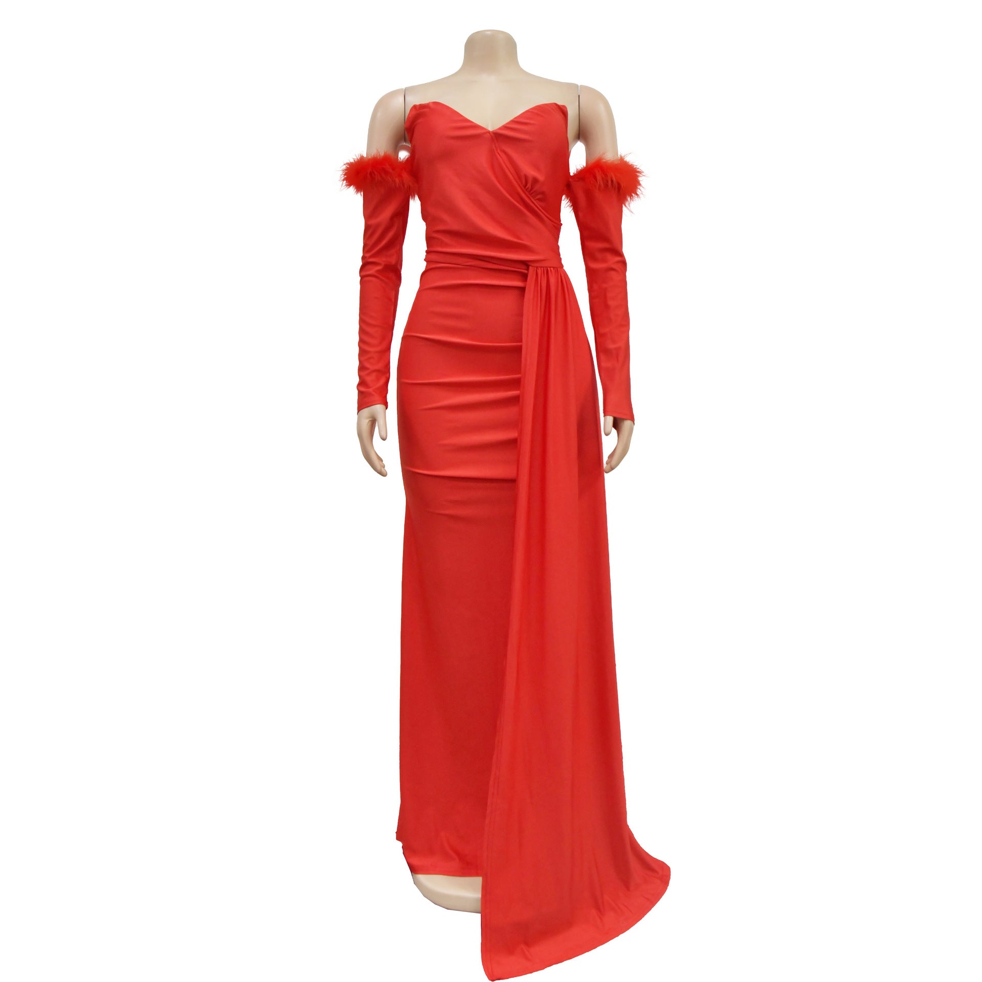 Fashion Women's Solid Color Pleated Low Back Slit Maxi Dress 42