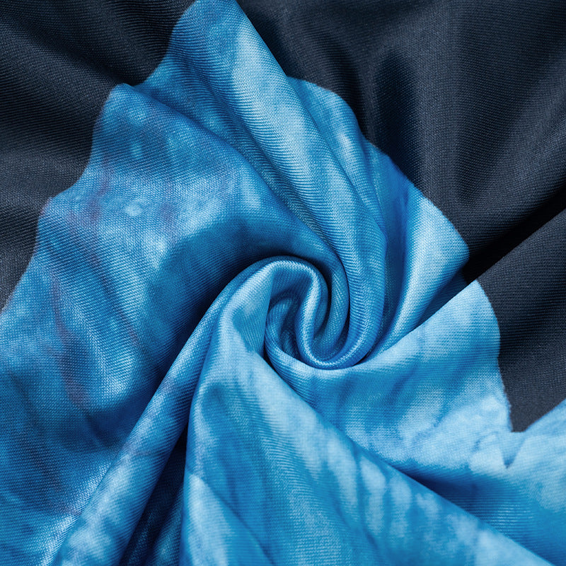 Women Sexy Backless Swing Neck Printed Side Ribbon Bodycon Dress 29