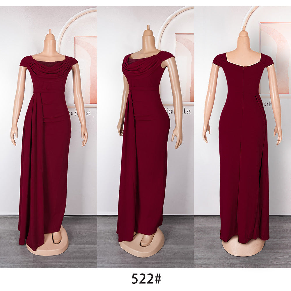 African Women's Plus Size Solid Color Long Dress 15