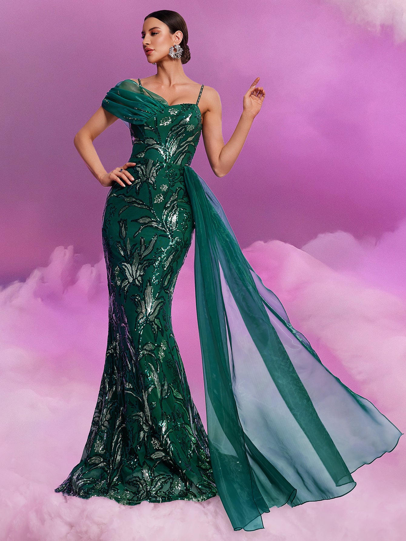 Women's Elegant Sequin Ribbon V-Neck Strap Chic Cocktail Formal Evening Dress 6