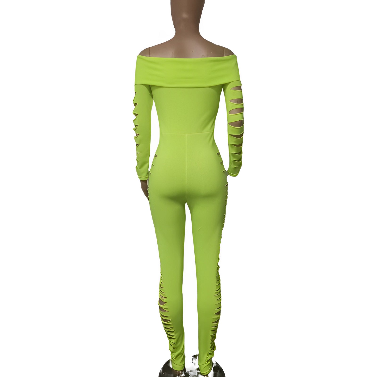 Women Off Shoulder long sleeve sexy Ripped Jumpsuit 10