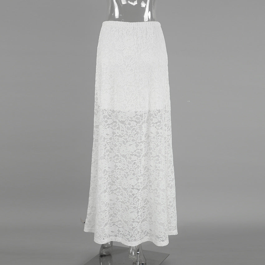 Spring Jacquard Lace Cut-Out Fashion Sexy Long Skirt 9