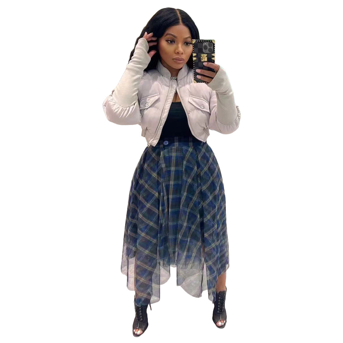 Women'S Fashion Casual Cotton Padded Jacket Stylish Patchwork Rib Coat