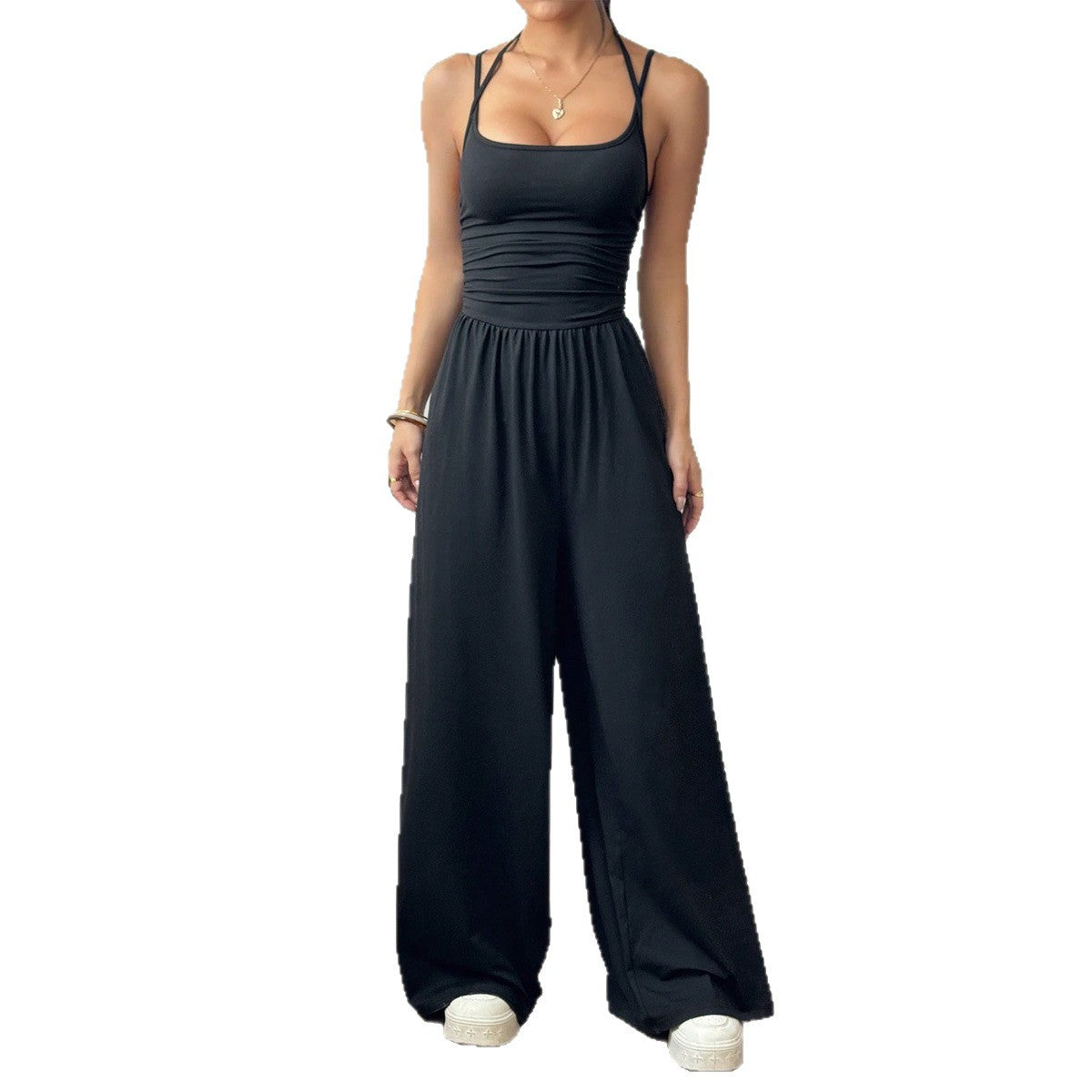 Women Black Strapless Sports Casual Jumpsuit 6