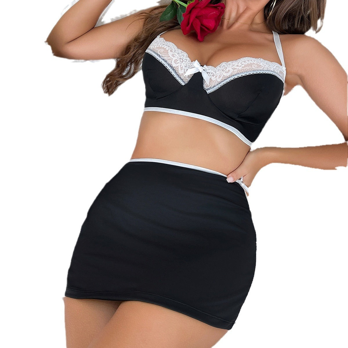 Women lace Backless sexy lingerie two-piece set 6