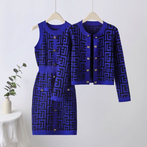 Women Cardigan Jacket Bodycon Dress Knitting Two-Piece Set 11