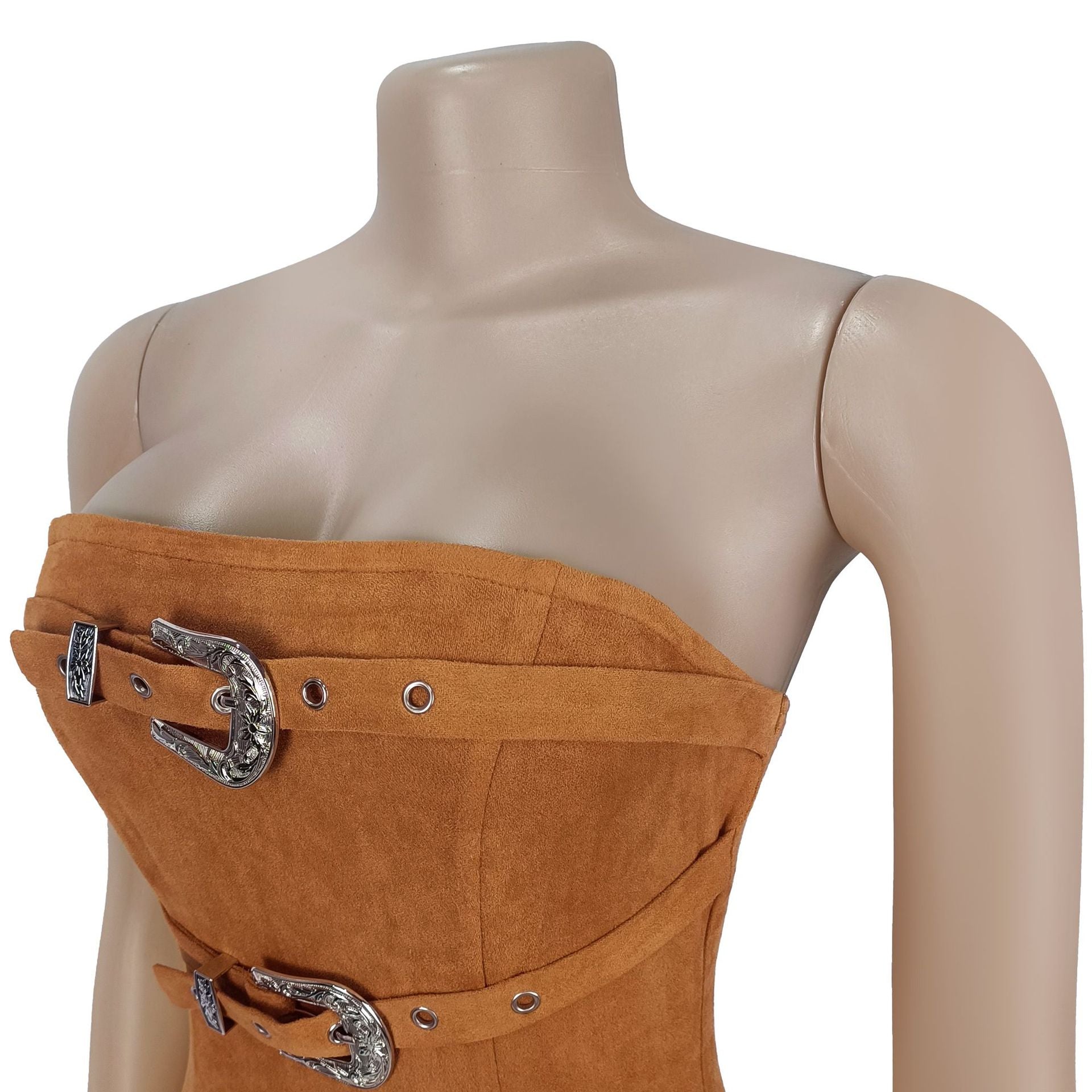 Strapless Low Back Fringe Dress 13