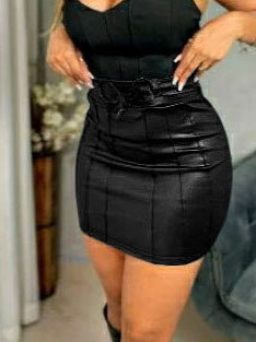 High-Waist Bodycon PU Leather Mini Skirt
