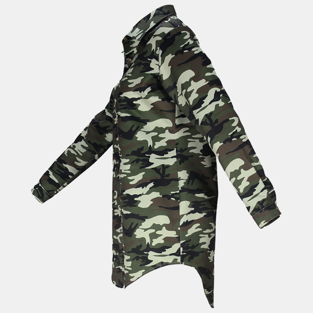 Women camouflage irregular turndown collar dress 7