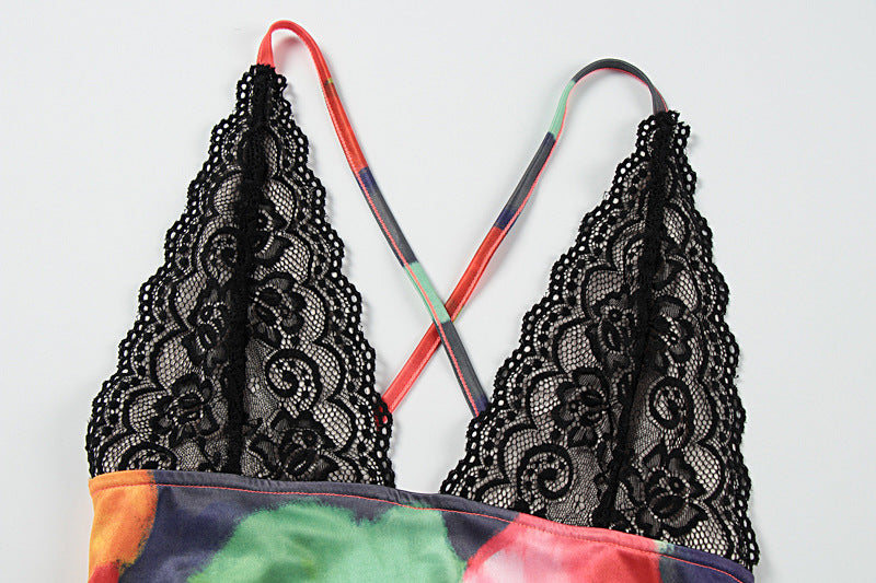 Women Summer Sexy V-Neck Printed Sleeveless Strap Dress 10