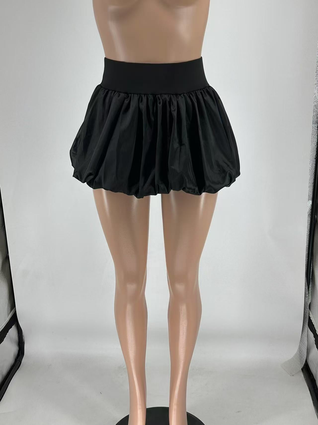 Women Glitter Mini Pleated Solid Bubble Skirt 7