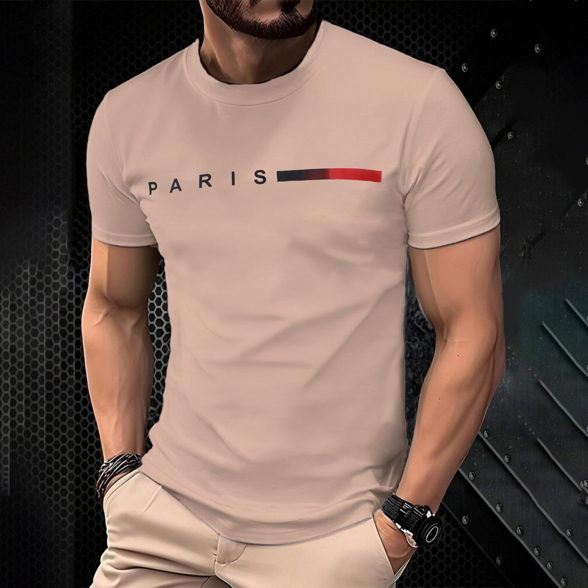 Men's Summer Letter Print Short Sleeve Casual Round Neck T-Shirt 8