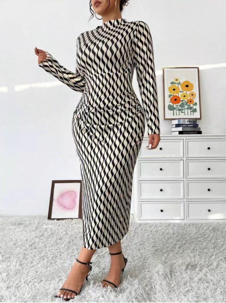 Plus Size Women sexy long-sleeved dress 5