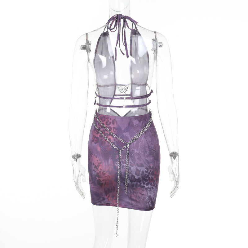 Animal Print Sexy Deep V Low Back Cutout Bodycon Dress 6