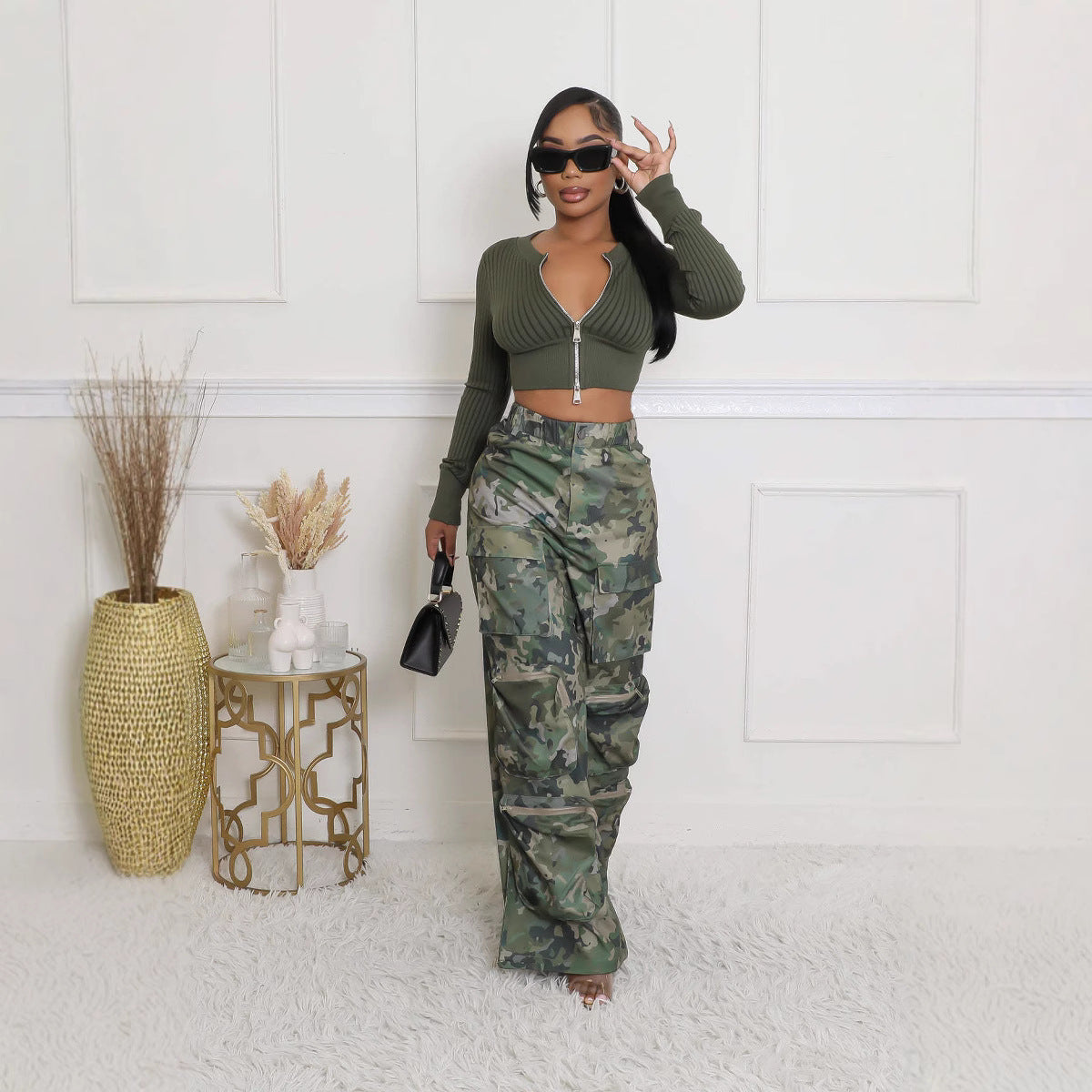 Women Camouflage Print Cargo Pants 5