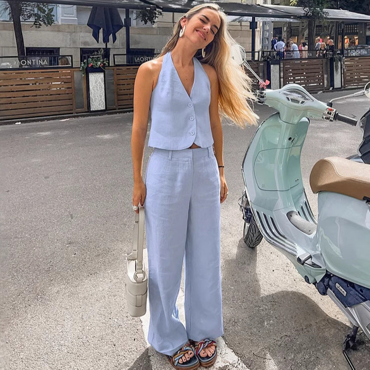 Women Summer Sleeveless Vest and Pants Two Piece Set 10