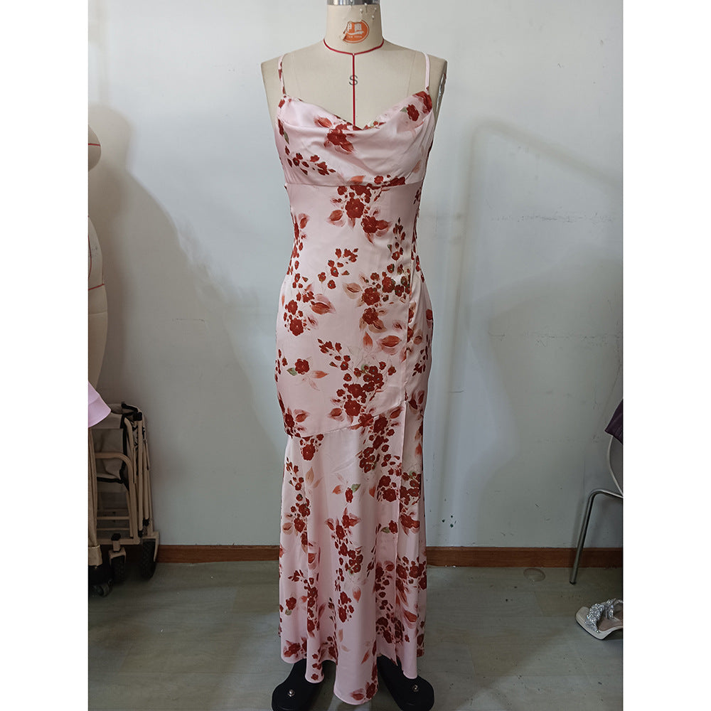 Women Summer Print Backless Suspender Holidays Dress 7