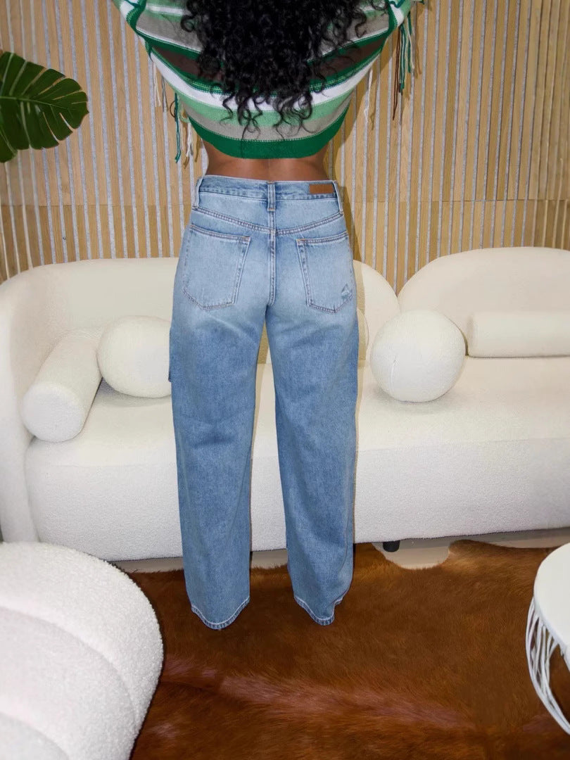 Women Patchwork Trendy Removable Denim Pants 6