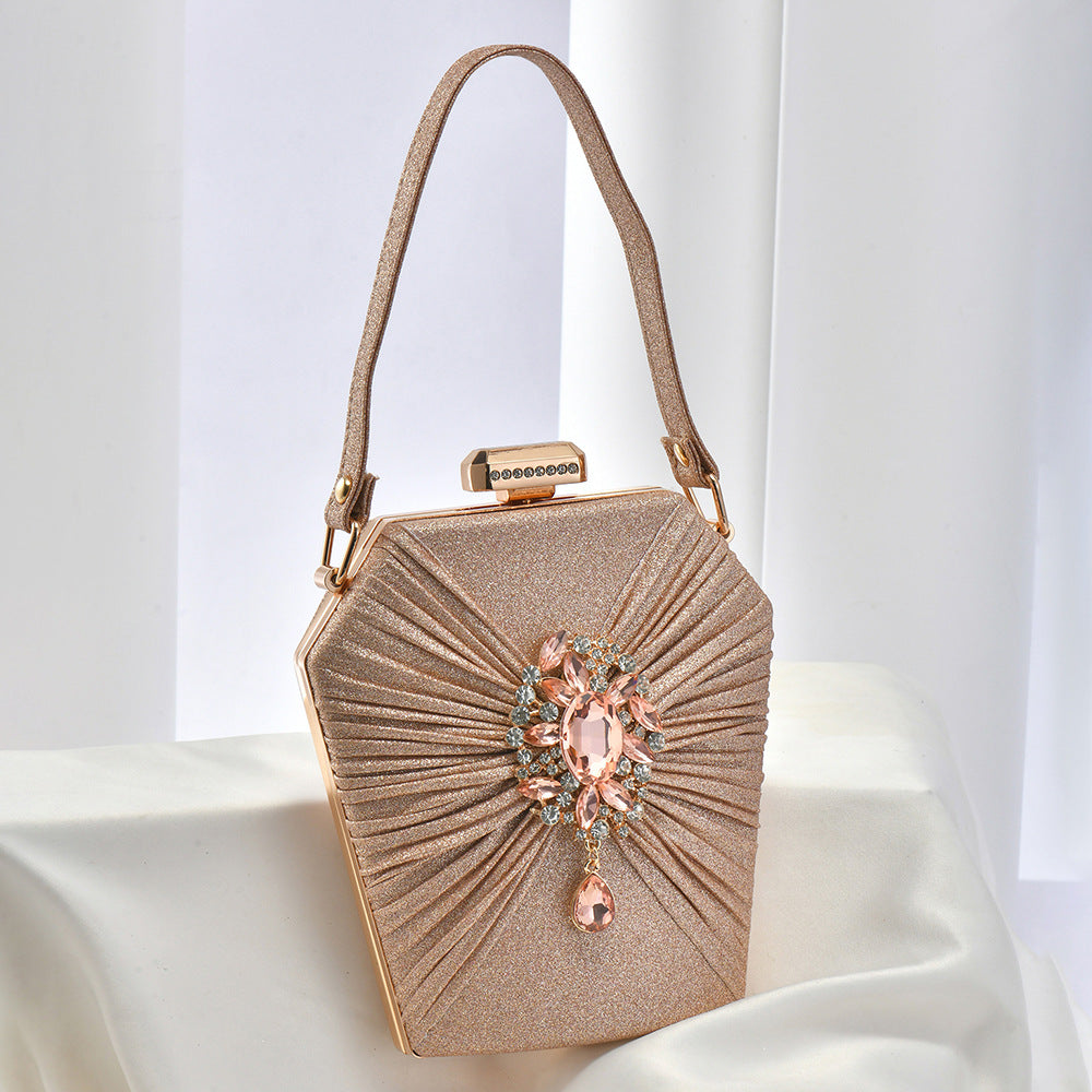 Women's Evening Bag Pleated Handbag Crossbody Formal Party Diamond Evening Bag