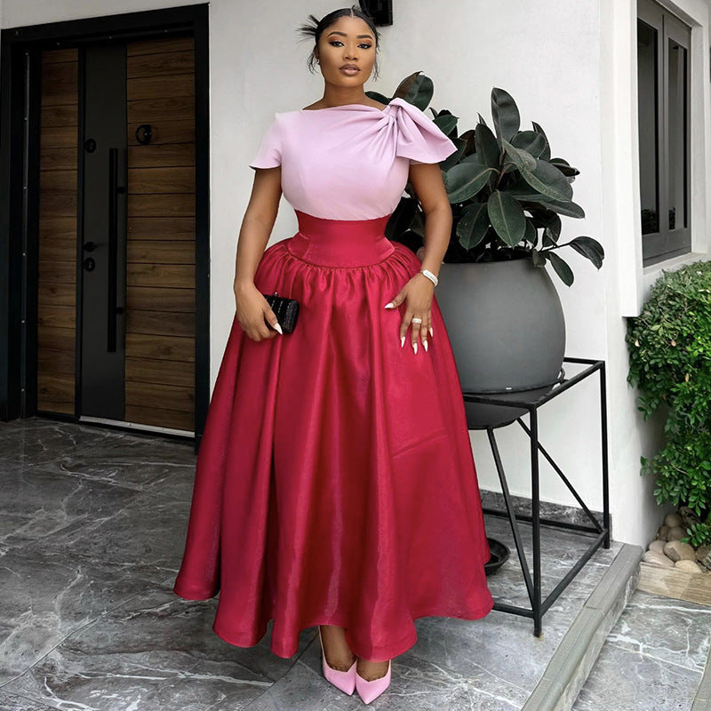 Women Spring Color Block Maxi Dress 5