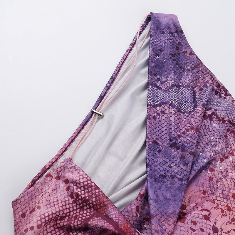 Women's Sexy One Shoulder Crop Two Piece Skirt Set 10