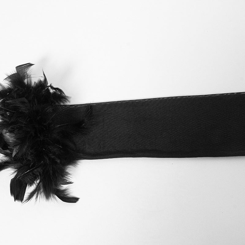 Solid Color Long-Sleeved Sexy Mesh Patchwork Feather Bodycon Short Slim Dress 10