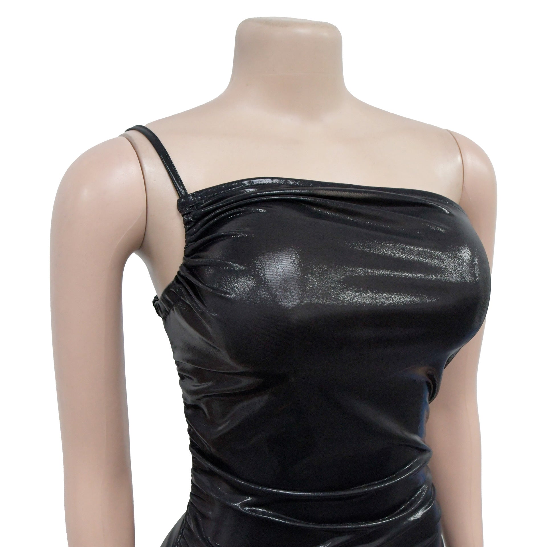 Fashion Women's Solid Color Sexy Slash Shoulder Pleated Dress 17