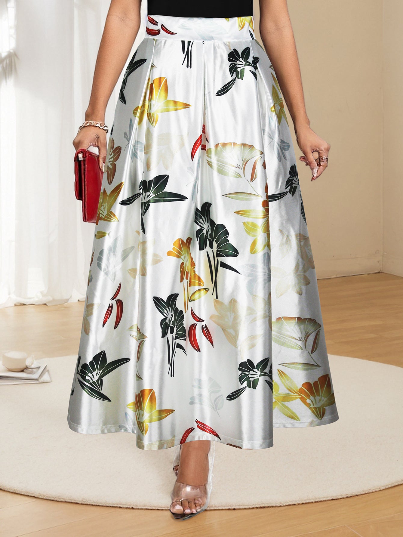 Women Elegant Printed Long Skirt 6