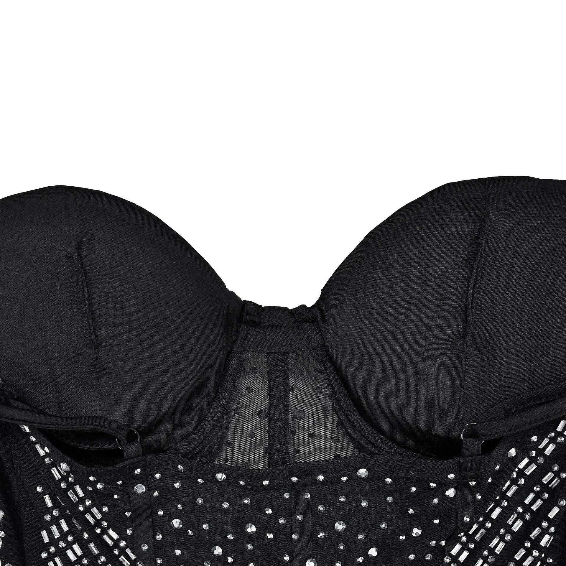 Women's Fashion Solid Color Mesh Beaded Straps Bodycon Club Dress 17