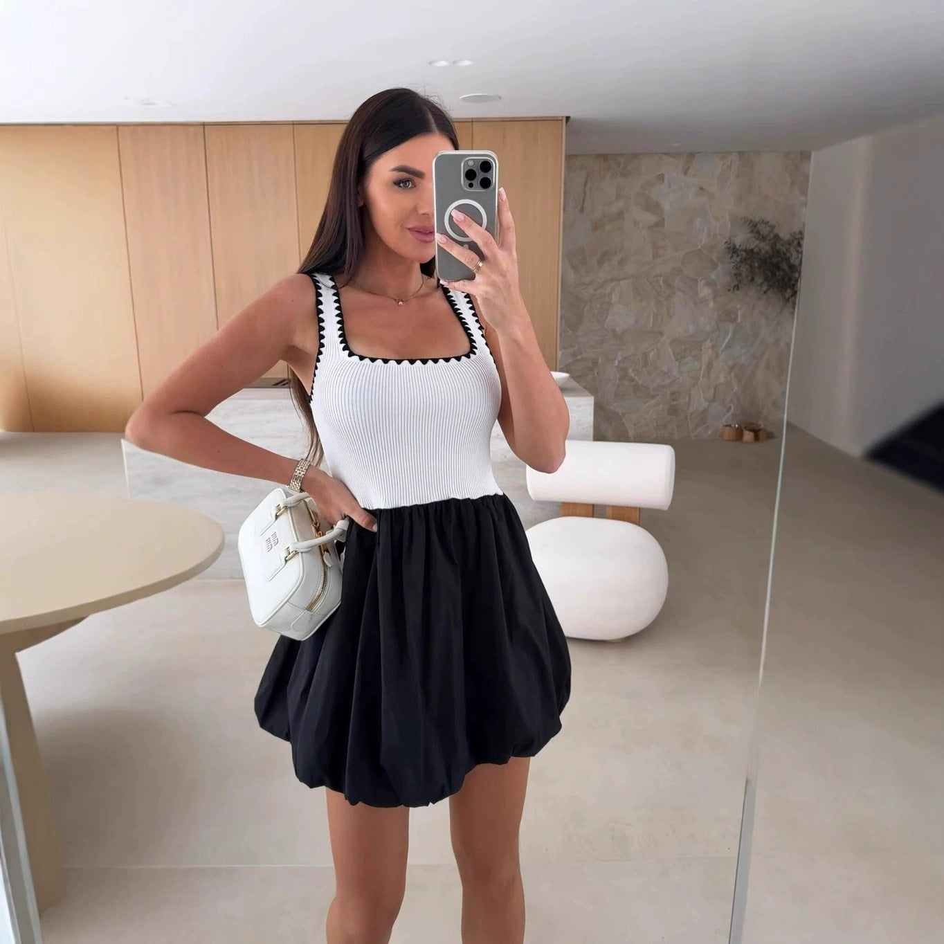 Strap Low Back Short Puffy Dress 3