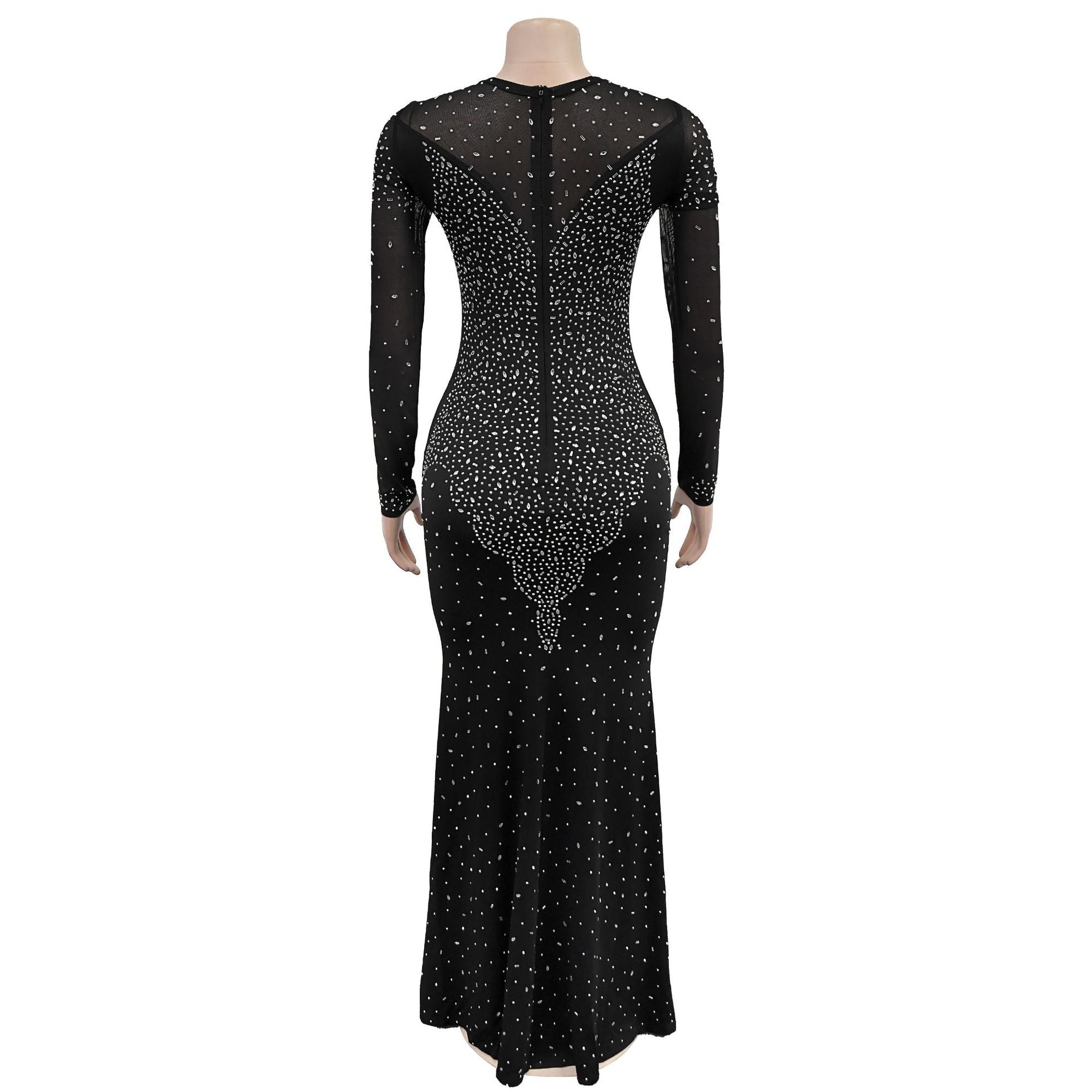 Women Long Sleeve Beaded Sexy Dress 5