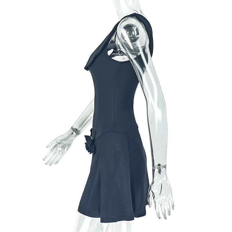 Women's Chic Solid Color One-ShoulderA-line Mini Dress 11