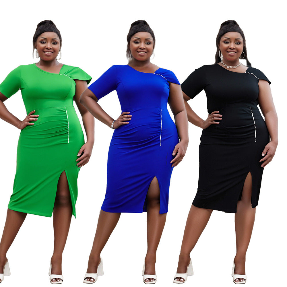 Plus Size Women Bodycon Beaded Bodycon Dress 11