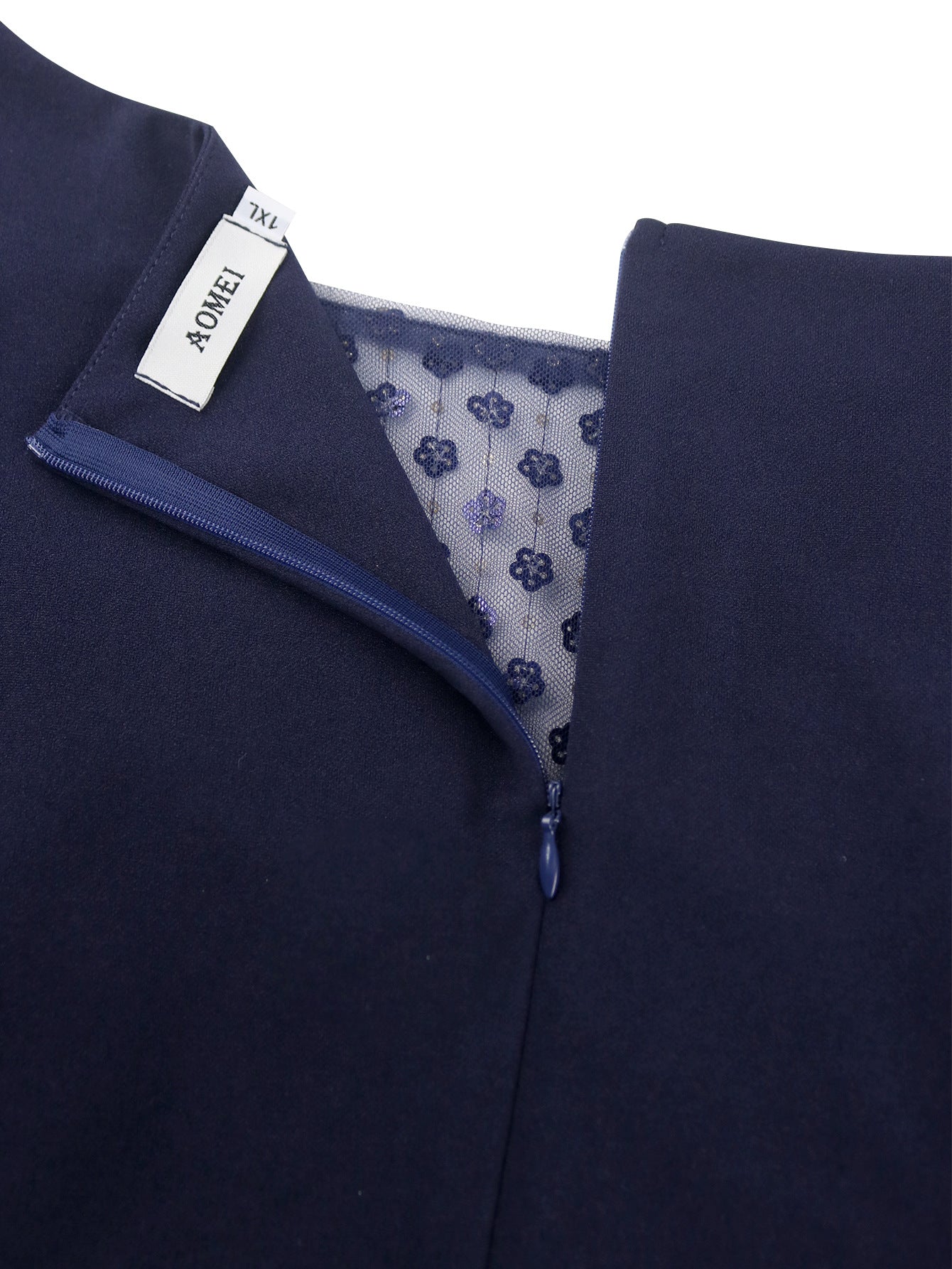 Mesh Patchwork Sequins Round-Neck Pleated A-Line Dress 15